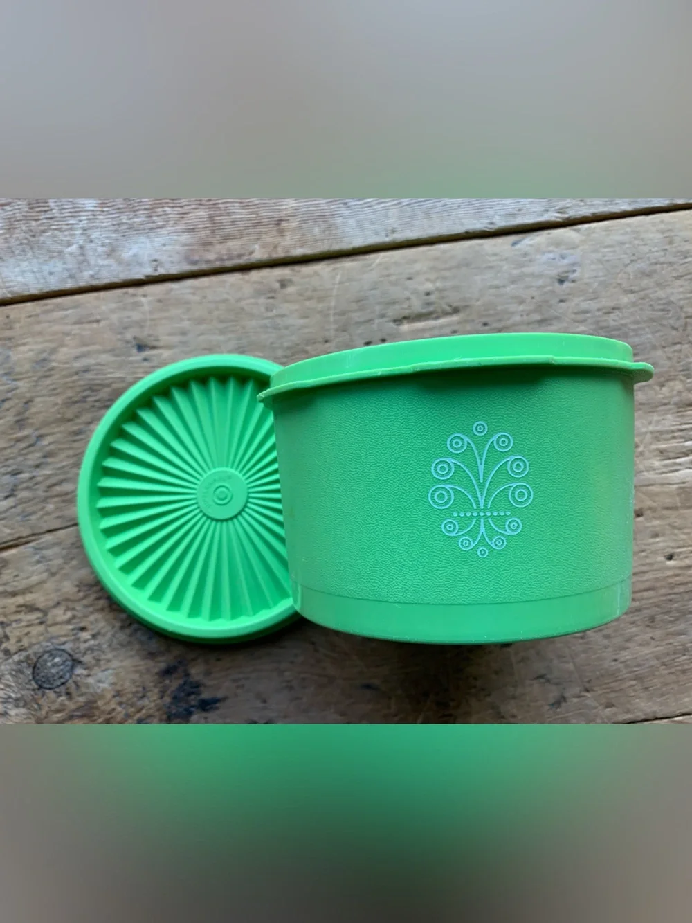Vintage Tupperware Servalier Canister in Bright Green Apple